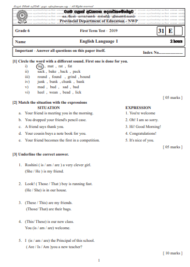 grade-06-english-1st-term-test-paper-with-answers-2019-north-western