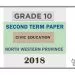 Grade 10 Civic Education 2nd Term Test Paper 2018 English Medium – North Western Province