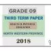 Grade 09 Health 3rd Term Test Paper 2018 English Medium – North Western Province