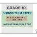 Grade 10 Health 2nd Term Test Paper English Medium – Jayawardanapura Education Zone