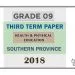 Grade 09 Health 3rd Term Test Paper 2018 English Medium – Southern Province