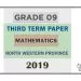 Grade 09 Mathematics 3rd Term Test Paper 2019 English Medium – North Western Province