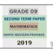 Grade 09 Mathematics 2nd Term Test Paper 2019 English Medium – North Western Province