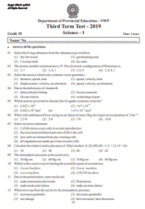 science grade 10 3rd term papers 2019