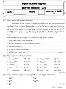 Grade 03 Sinhala 2018 Model Paper - Sinhala Medium