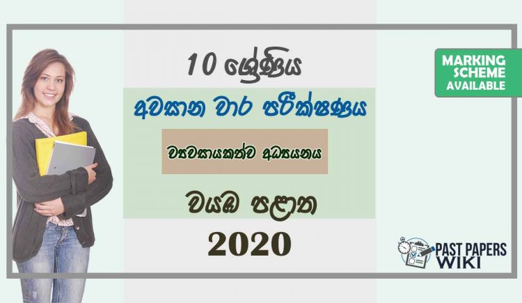Grade 10 Entrepreneurship Studies 3rd Term Test Paper with Answers 2020 Sinhala Medium - North western Province
