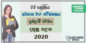 Grade 08 Islam 3rd Term Test Paper With Answers 2020 Sinhala Medium - Southern Province