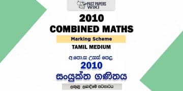 2010 A/L Combined Maths Marking Scheme | Tamil Medium