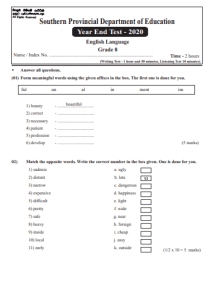 grade 8 assignment term 3