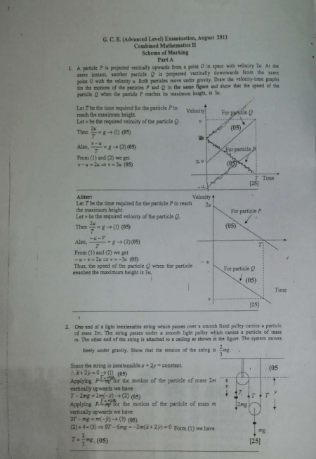Official G.C.E. 2011 A/L Combined Maths Answer Sheet English Medium PDF
