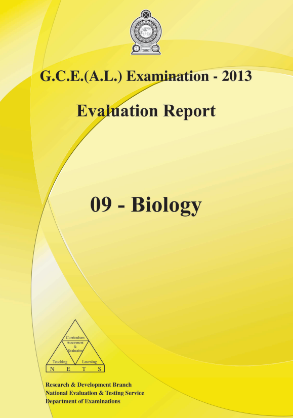 Official G.C.E. 2013 A/L Biology Answer Sheet English Medium PDF