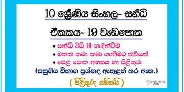 Grade 10 Sinhala Unit 19 | Sandhi