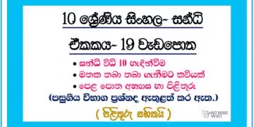 Grade 10 Sinhala Unit 19 | Sandhi