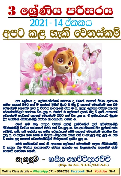 Grade 03 Environment Unit 14 | Apata Kala Heki Wenaskam