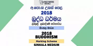2018 A/L Buddhism Marking Scheme | Sinhala Medium