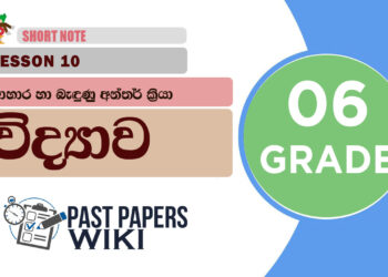 Ahara Ha Bendunu Anthar Kriya - Grade 06 Science Lesson 10 | Short Note