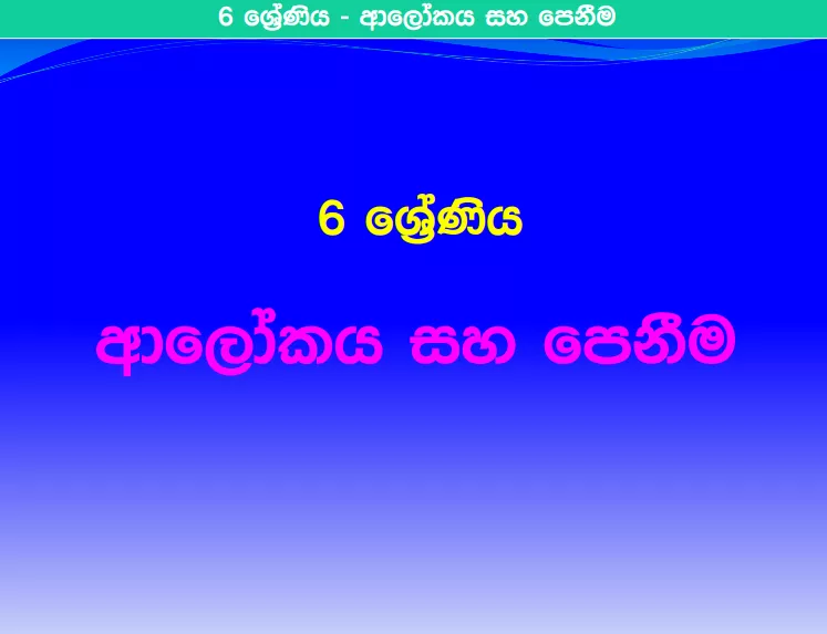 Alokaya Saha Penima - Grade 06 Science Lesson 05 | Short Note