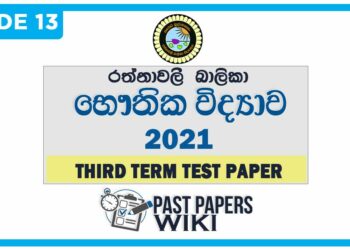 ‍Rathnavali Balika Vidyalaya Physics 3rd Term Test paper 2021 - Grade 13