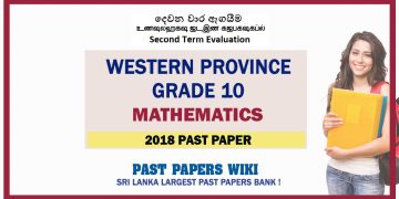 Western Province Grade 10 Mathematics Second Term Paper 2018 – English Medium