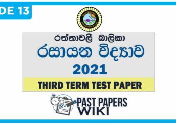 ‍Rathnavali Balika Vidyalaya Chemistry 3rd Term Test paper 2021 - Grade 13