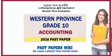 Western Province Grade 10 Accounting Second Term Paper 2016 – English Medium