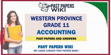 Western Province Grade 11 Accounting Past Papers - Sinhala Medium