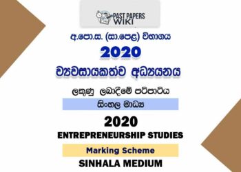 2020 O/L Entrepreneurship Studies Marking Scheme | Sinhala Medium