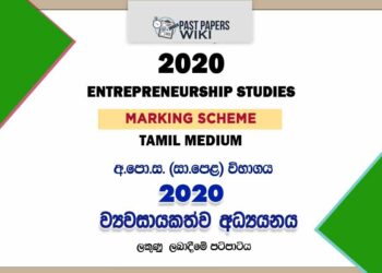2020 O/L Entrepreneurship Studies Marking Scheme | Tamil Medium