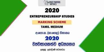2020 O/L Entrepreneurship Studies Marking Scheme | Tamil Medium
