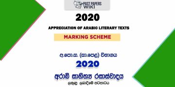 2020 O/L Appreciation of Arabic Literary Texts Marking Scheme