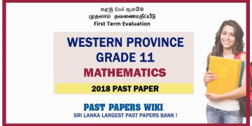 Western Province Grade 11 Mathematics First Term Paper 2018 – English Medium
