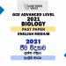 2021 A/L Biology Past Paper | English Medium