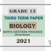 North Western Province Biology 3rd Term Test paper 2021- Grade 13 English Medium