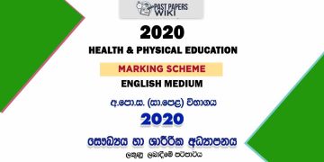 2020 O/L Health And Physical Education Marking Scheme | English Medium