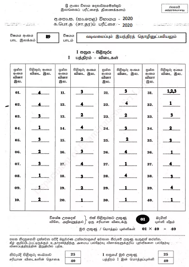 2020 O/L Design And Mechanical Technology Marking Scheme | Tamil Medium