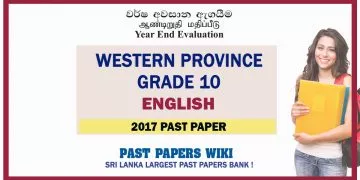 Western Province Grade 10 English Third Term Paper 2017 – English Medium