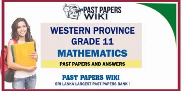 Western Province Grade 11 Mathematics Past Papers - Sinhala Medium