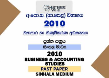 2010 O/L Business And Accounting Studies Past Paper | Sinhala Medium