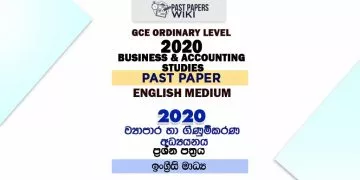 2020 O/L Business And Accounting Studies Past Paper | English Medium