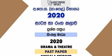 2020 O/L Drama And Theatre Past Paper | Sinhala Medium