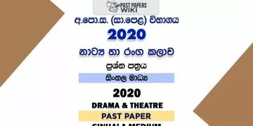 2020 O/L Drama And Theatre Past Paper | Sinhala Medium