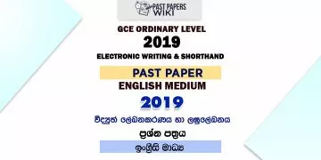 2019 O/L Electronic Writing And Shorthand Past Paper | English Medium