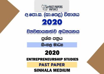 2020 O/L Entrepreneurship Studies Past Paper | Sinhala Medium