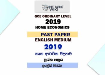 2019 O/L Home Economics Past Paper | English Medium