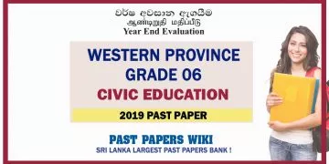 Western Province Grade 06 Civic Education Third Term Past Paper 2019