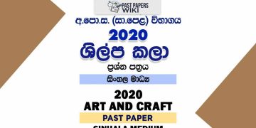 2020 O/L Art And Craft Past Paper | Sinhala Medium