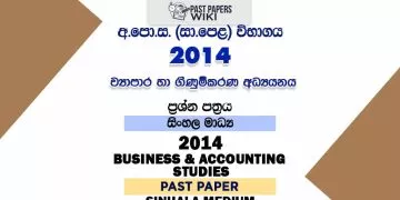 2014 O/L Business And Accounting Studies Past Paper | Sinhala Medium