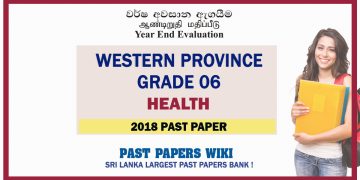 Western Province Grade 06 Health Third Term Past Paper 2018