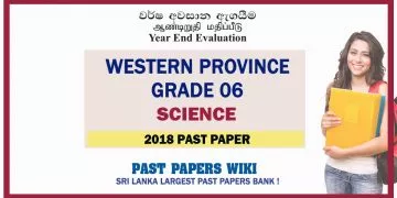 Western Province Grade 06 Science Third Term Past Paper 2018