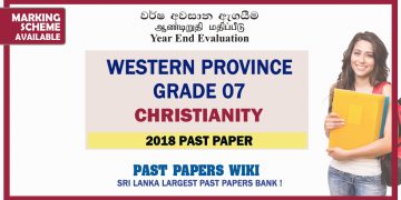 Western Province Grade 07 Christianity Third Term Past Paper 2018